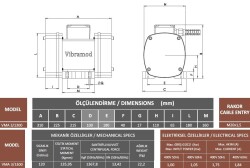 Vibramod VMA 3/1300 Vibrasyon Motoru Trifaze (380V) 3000 Devir 1367,80 Kgf 1 Kw - 3