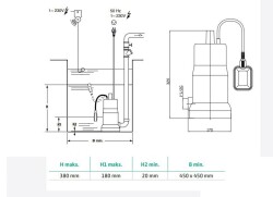 Wilo Drain 10.7 Az Kirli Su Drenaj Dalgıç Pompa 10 Mt. Kablolu Flatörlü 8 mss 9 m³/h 220 Volt - 2