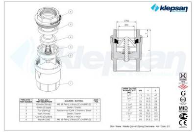 Yaylı Dik Çekvalf (Sessiz Model) 2.1/2'' - 2