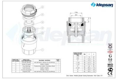 Yaylı Dik Çekvalf (Sessiz Model) 4'' - 2